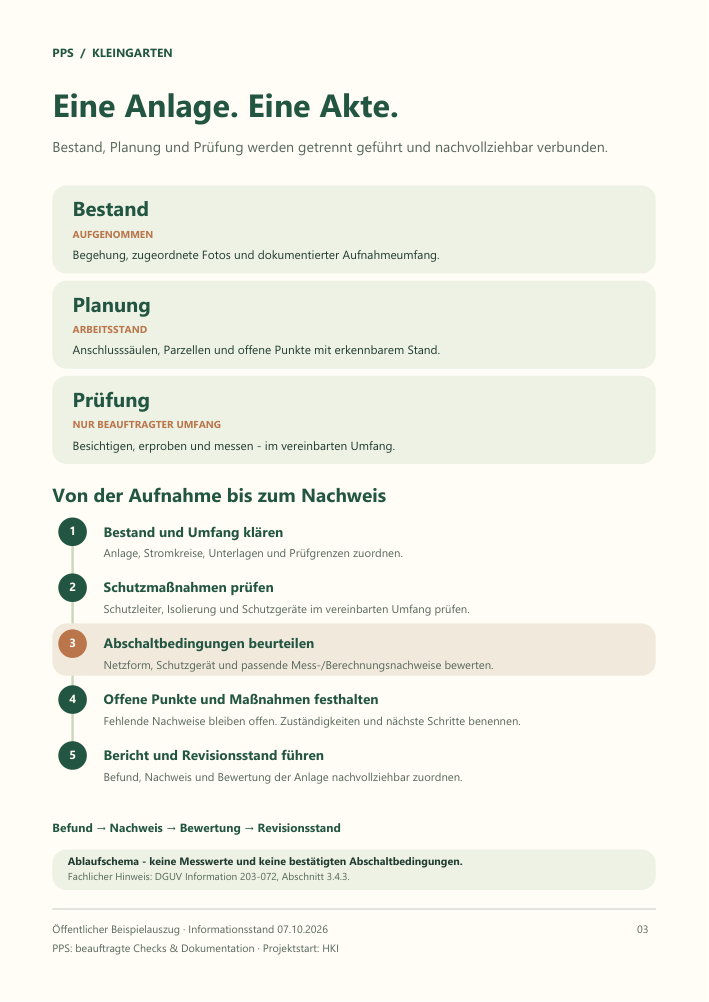 Vorschau des anonymisierten Beispielauszugs Ablauf & Dokumentation