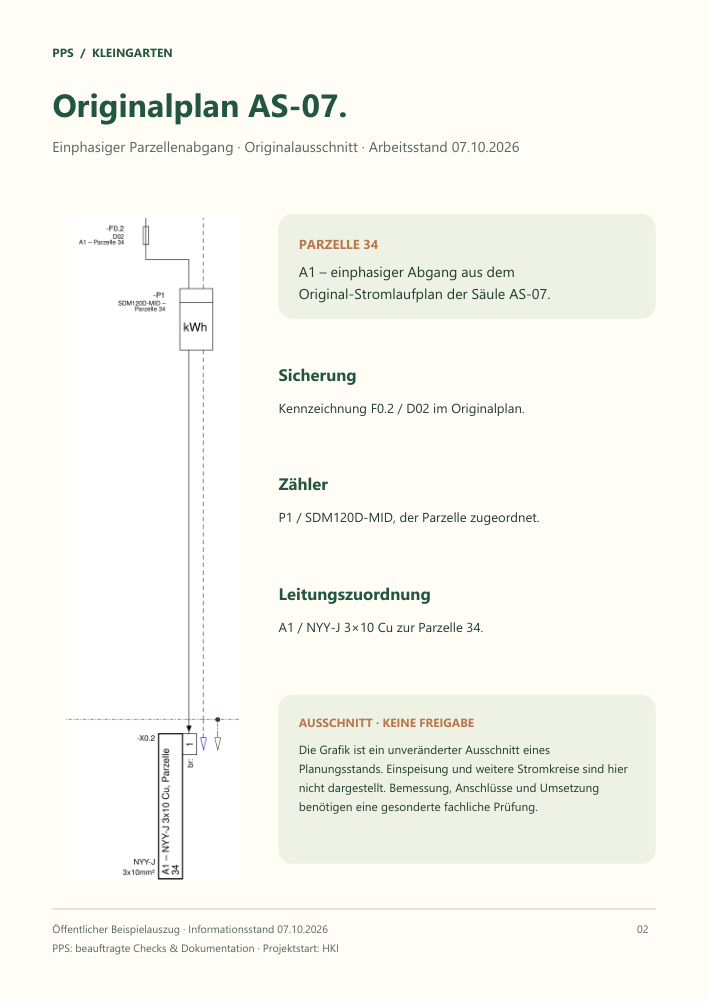 Vorschau des anonymisierten Beispielauszugs Originalplan AS-07