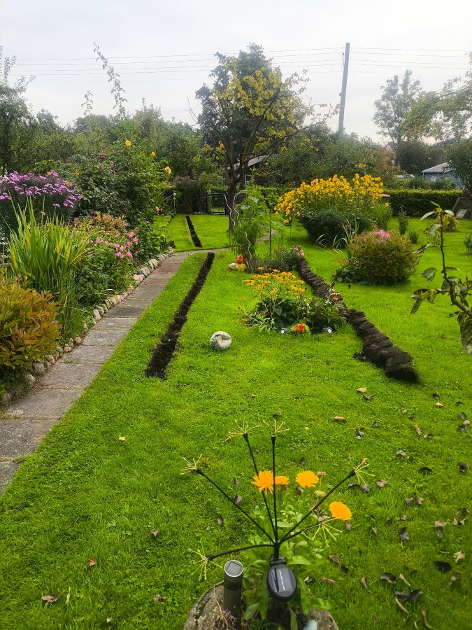Garten mit vorbereiteten Leitungswegen